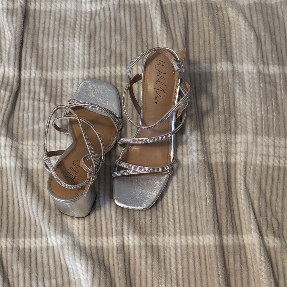 Wild Pair Metallic Silver Strappy Heels